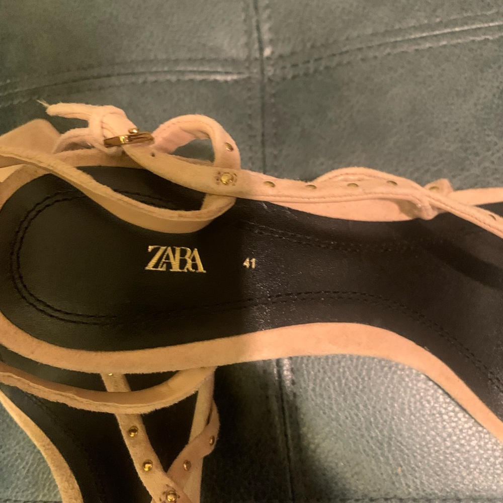 Zara Tan Strappy Heels with Studs - Picture 9 of 9